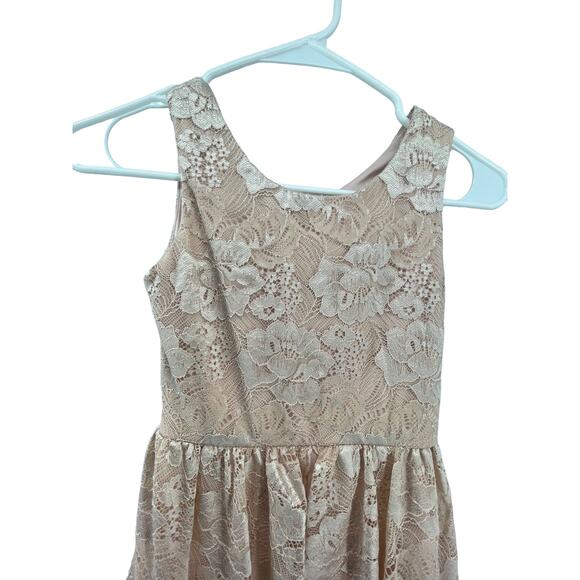 Amy Wear Girls Cream Lace Sleeveless High Low Dress Youth Size 7 - Picture 3 of 6